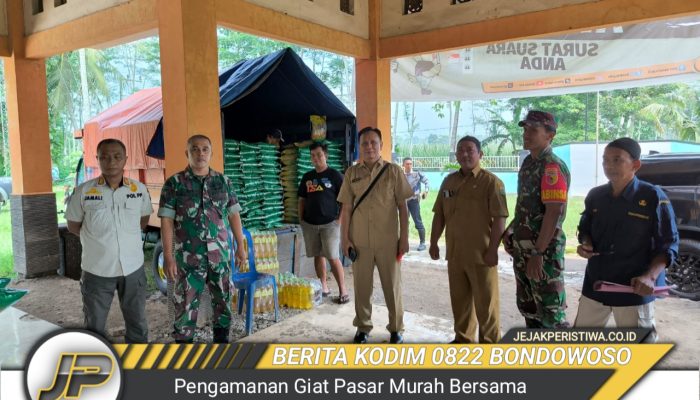Pengamanan Giat Pasar Murah Bersama Diskoperindag oleh Koramil 0822/06 Tamanan