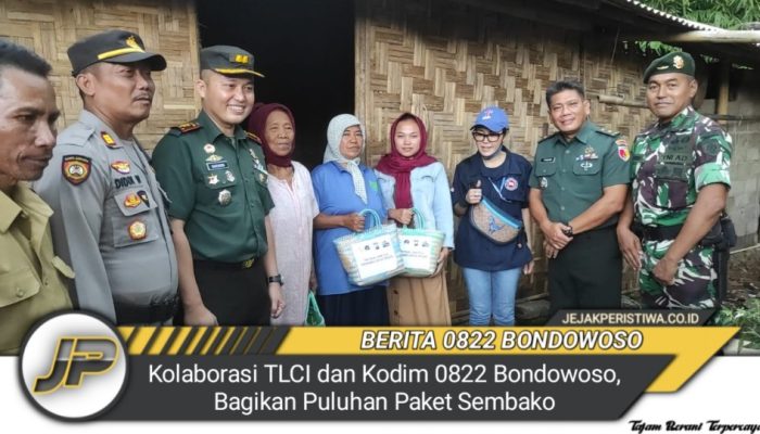 Kolaborasi TLCI dan Kodim 0822 Bondowoso, Bagikan Puluhan Paket Sembako