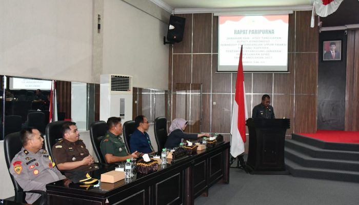 Kasdim 0822 Bondowoso Hadiri Rapat Paripurna Raperda Tahun Anggaran 2023 Tentang Pertanggung Jawaban Pelaksanaan APBD di DPRD Bondowoso