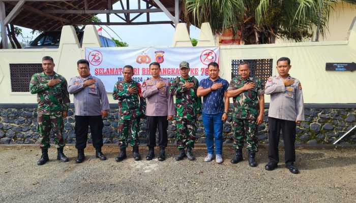 HUT Bhayangkara ke-78: Koramil 119/Pamengpek Sampaikan Ucapan Selamat Kepada Kapolsek Cibalong