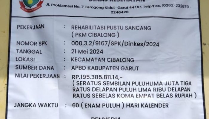 Pekerjaan Rehab Pustu di Desa Sancang Dinilai Asal-Asalan, Kades Sancang Kecewa