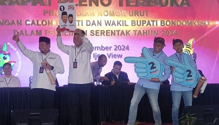 KPU Bondowoso Menggelar Rapat Pleno Terbuka, Pengambilan Nomor Urut Pasangan Calon Bupati dan Wakil Bupati