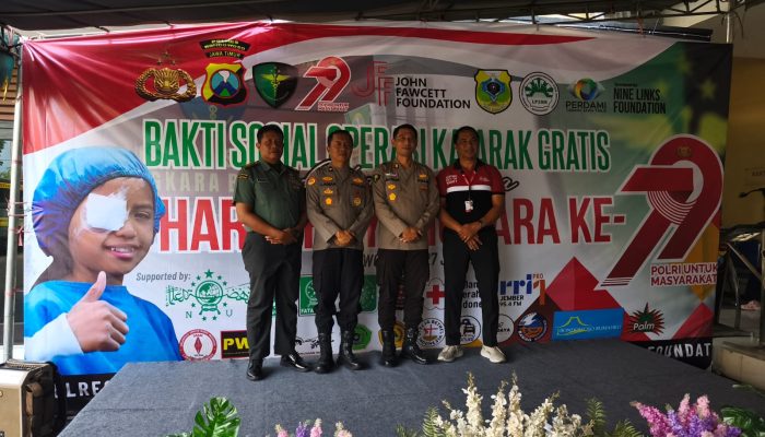 Hari Bhayangkara Jadi Momen Peduli, Pasipers Kodim 0822 Hadiri Aksi Nyata Bantu Warga Buta Katarak