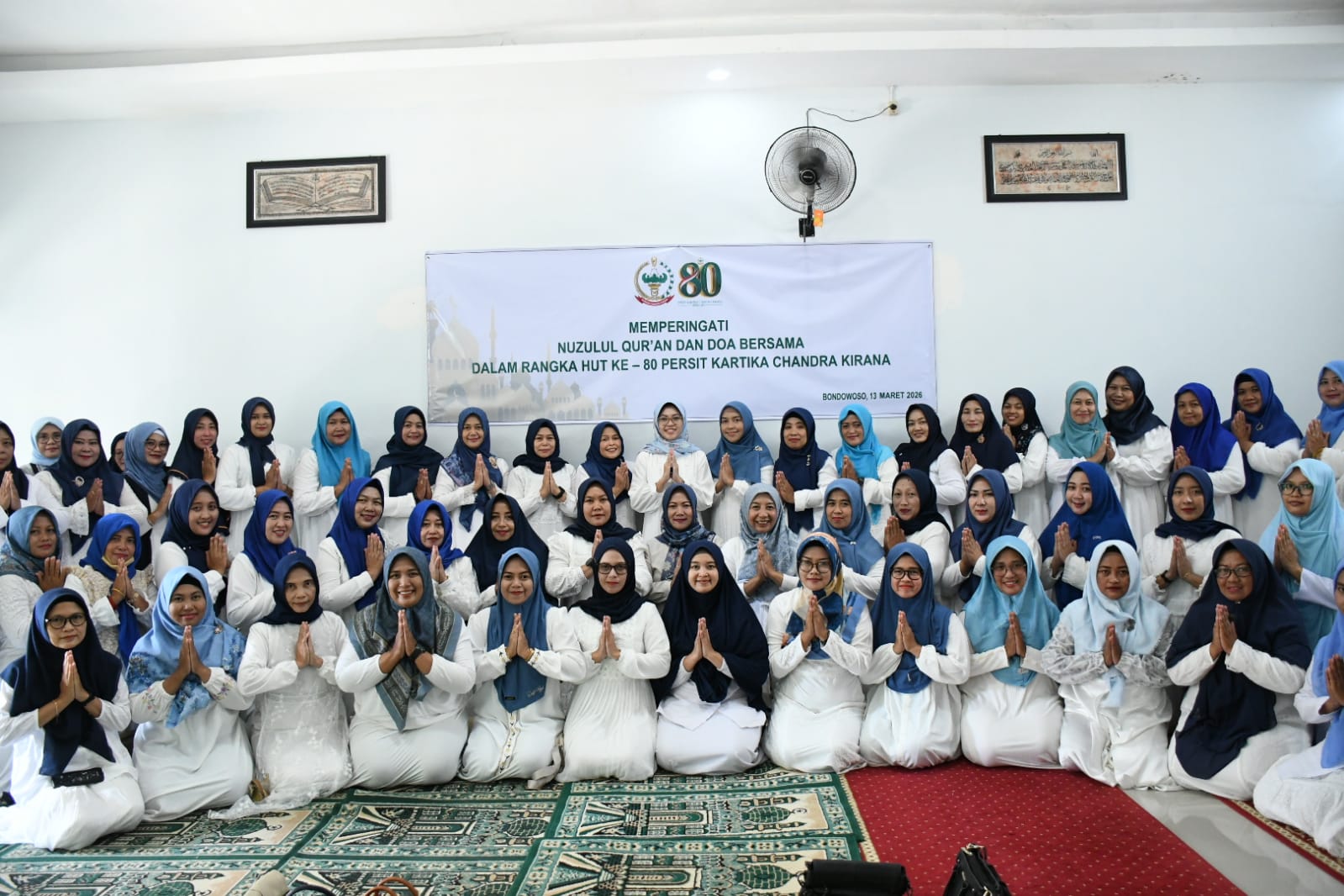 Persit KCK Cabang XXXVI Kodim 0822 Bondowoso Gelar Peringatan Nuzulul Qur’an dan Doa Bersama HUT ke-80 Persit