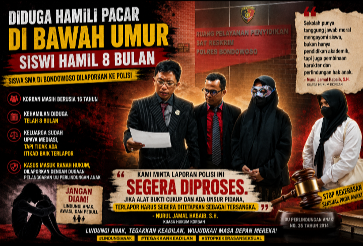 Diduga Hamili Pacar di Bawah Umur hingga 8 Bulan, Siswa SMA di Bondowoso Dilaporkan ke Polisi