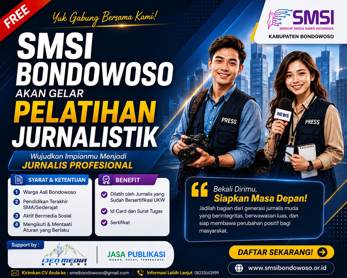 SMSI Bondowoso Buka Pelatihan Jurnalistik Gratis, Saatnya Wujudkan Impian Jadi Jurnalis Profesional