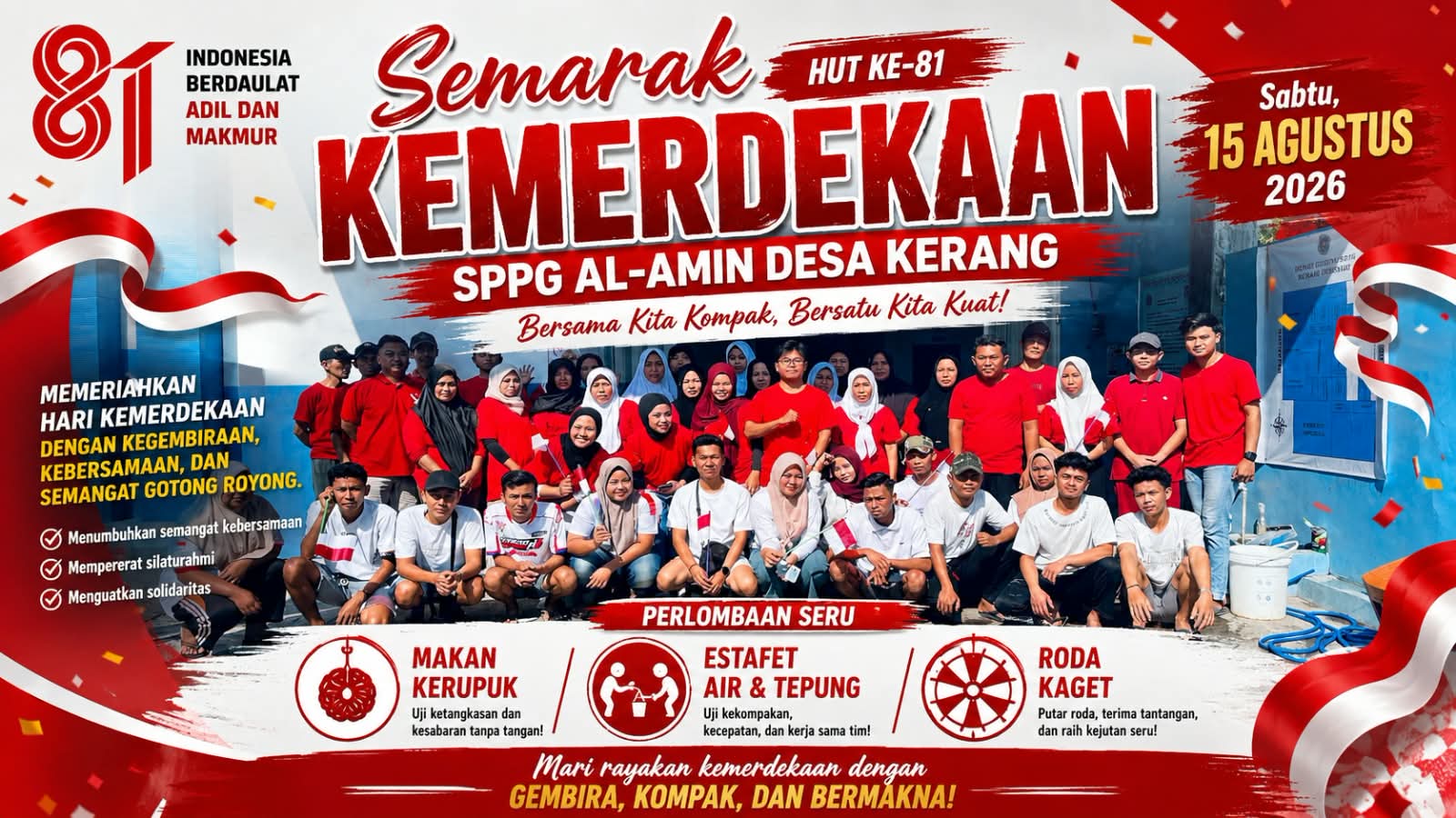 Semarak HUT Kemerdekaan, SPPG Al-Amin Gelar Lomba Rakyat Penuh Keceriaan