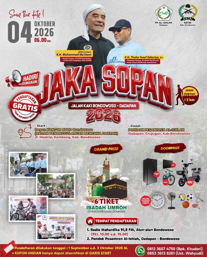 Jaka Sopan 2026 Siap Digelar, Jalan Kaki Bondowoso–Dadapan Berhadiah 6 Tiket Umrah