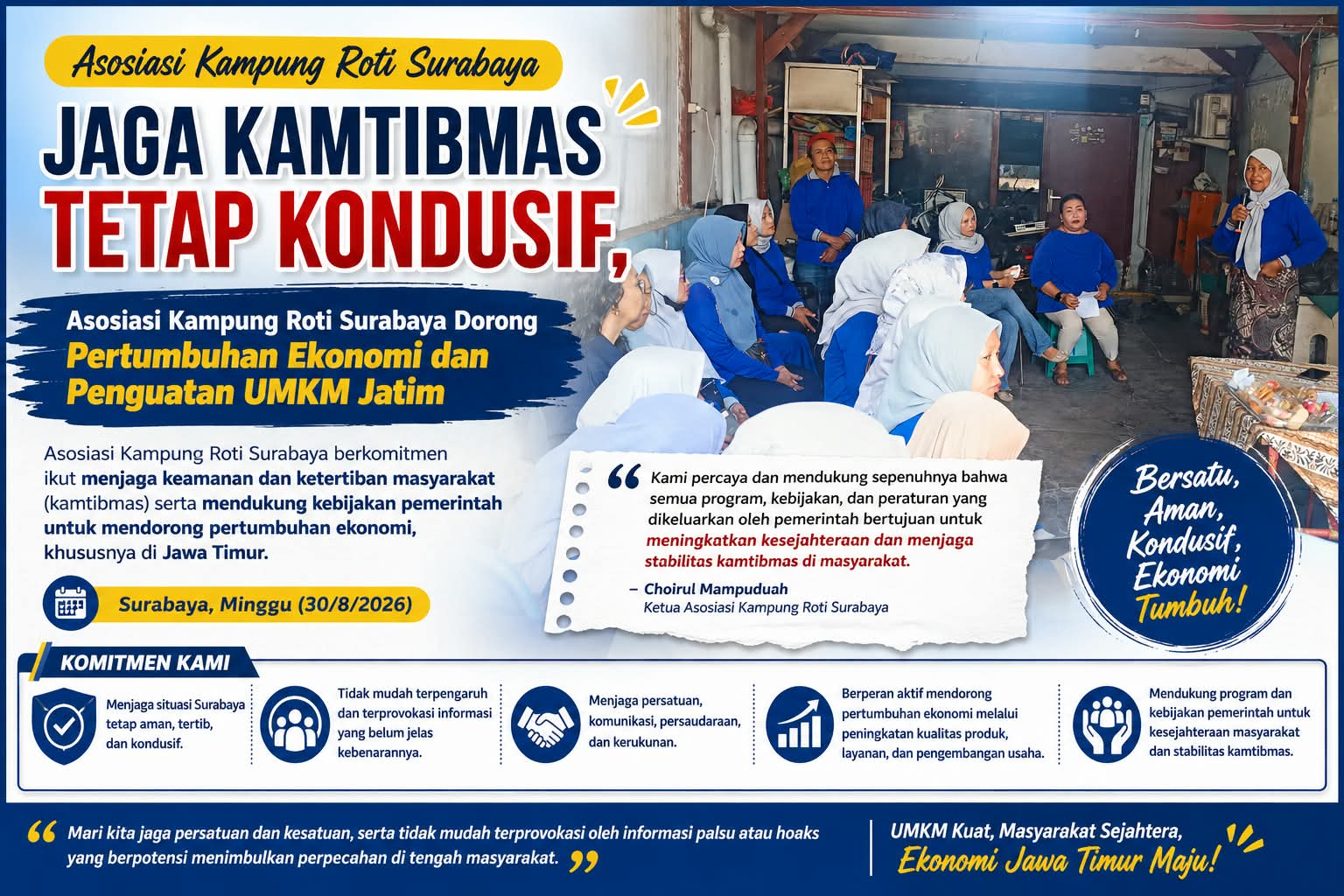Jaga Kamtibmas Tetap Kondusif, Asosiasi Kampung Roti Surabaya Dorong Pertumbuhan Ekonomi dan Penguatan UMKM Jatim
