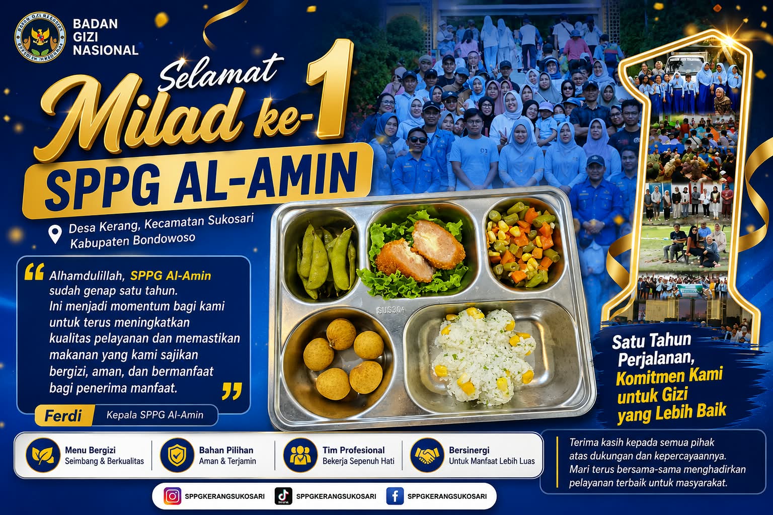Satu Tahun Milad, SPPG Al-Amin Kerang Hadirkan Spesial Menu untuk Penerima Manfaat