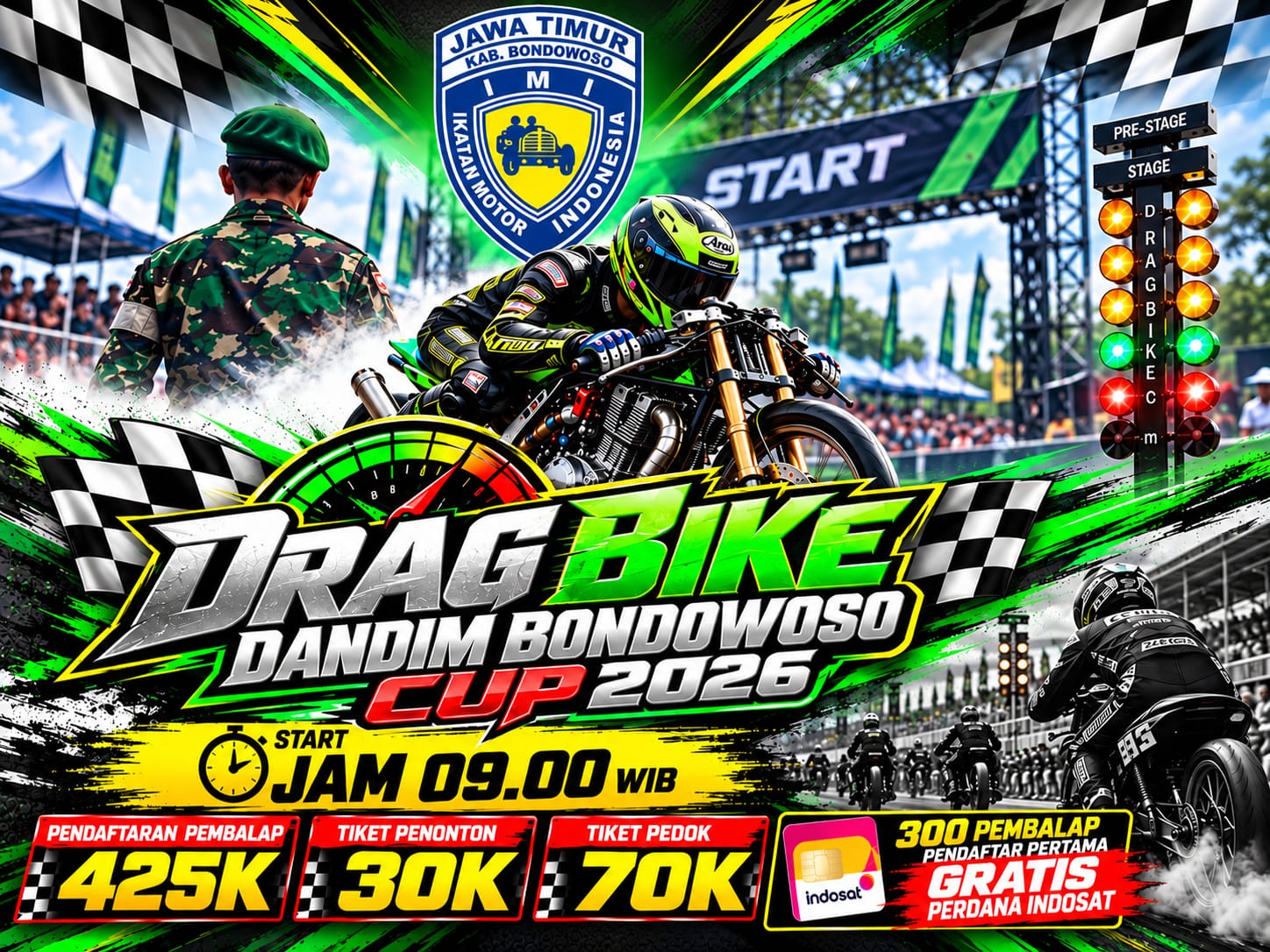 Drag Bike Dandim Bondowoso Cup 2026, 300 Pendaftar Pertama Dapat Perdana
